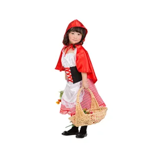 Παιδική Στολή Κοκκινοσκουφίτσα Halloween Cosplay Πριγκίπισσα Φόρεμα με Κάπα και Καλάθι