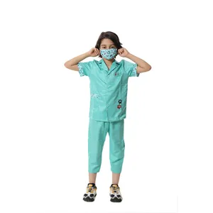 Kids doctor cosplay costume set with matching top pants and mask for party performances
