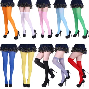 Solid Color Over Knee Stockings Women Sexy Stockings Party Festival Hosiery Opaque Tights Sleek Leg Shaping Fashion Apparel