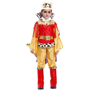 Conjunto de disfraz de rey real para niños con corona y cetro para fiesta de Halloween.