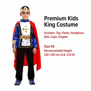 Conjunto de disfraz de rey para niños con capa corona y túnica para fiesta y espectáculos.