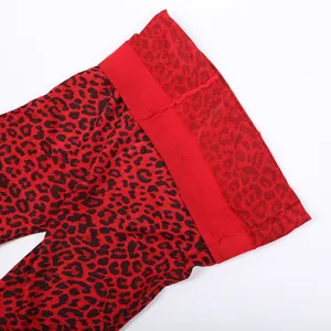 Sexy red leopard print pantyhose for women, nightclub party tights and fashion performance hosiery.