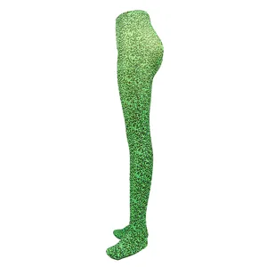Neon green leopard print pantyhose, sexy hosiery for party, club, and performance.
