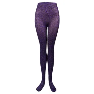 Purple leopard print tights, sexy sheer pantyhose for women, perfect for fashion and parties.