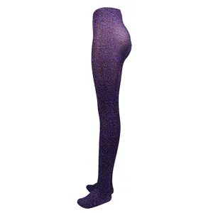Purple leopard print tights sexy high waist stockings for women party club performance wear