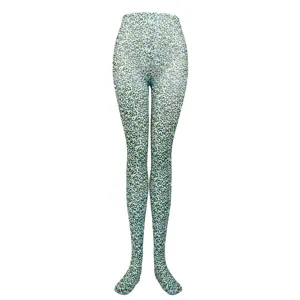 Sexy leopard print sheer pantyhose tights for women, stylish nightclub fashion leg wear.