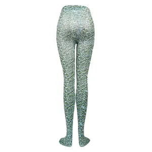 Sexy leopard print pantyhose for women stylish fashion club party blue tights hosiery