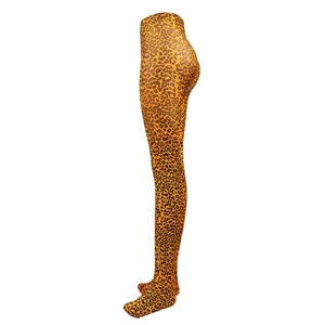 Sexy leopard print pantyhose for women, high waist elastic hosiery for night clubs.