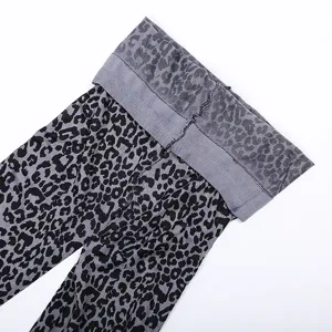 Sexy grey leopard print pantyhose women sheer tights nightclub party hosiery wear style