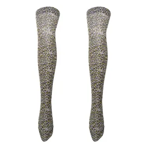 Sexy leopard print pantyhose for women, stylish nightclub bar performance hosiery, stretchy tights.