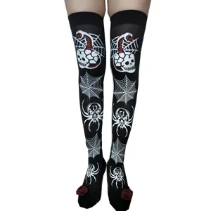 Halloween gótico calavera telaraña estampado calcetines altos rodilla disfraz