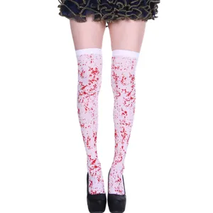 Halloween blood print over-the-knee socks, scary costume party long stockings for women apparel props.