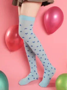Cute heart print over-the-knee stockings, sweet style high socks for women and girls daily wear.