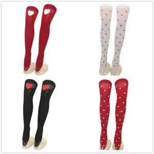 Valentine day heart over the knee long stockings cute printed hosiery socks set detail view