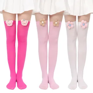 Medias Florales Dulces Hasta La Rodilla Mujer Calcetines Lindos Hasta El Muslo Con Lazo Y Decoración De Oso Para Citas Diarias Moda