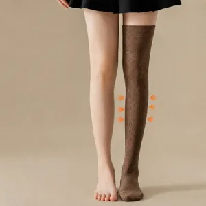 Damen Herbst Winter Druck Kniehohe Socken, schlankmachende lange Baumwollstrümpfe.