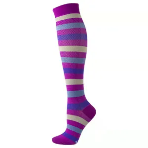 Chaussettes de compression rayées, chaussettes de sport décontractées en nylon pour hommes.