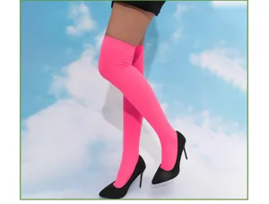 Neonrosa Overknee Strümpfe, bequemer Stoff, leuchtende Bonbonfarbe, lange Strümpfe.