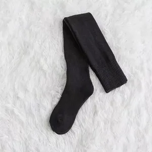 Schwarze Overknee Kompressionsstrümpfe, weiche Winter warme Strickstrümpfe Detail.