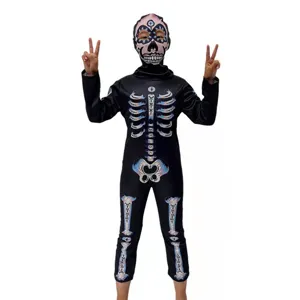 Costume Scheletro Halloween Bambini Spaventoso Cosplay Bodysuit Festa Travestimento Kit