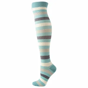 Chaussettes de compression rayées au mollet bas genou en nylon pour hommes et femmes loisirs