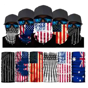 Multifunctional outdoor magic headscarf with flag prints for sports, sun protection, and windproof neck gaiter.