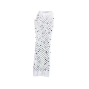 White mesh rhinestone half-finger gloves for women stylish sexy disco party accessories.