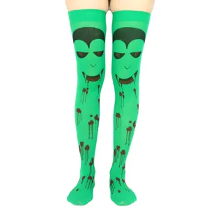 Halloween vampire blood print over-the-knee socks spooky costume fashion hosiery item