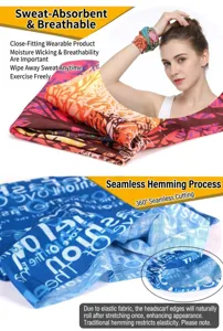 Seamless outdoor cycling magic headscarf, breathable stretch fabric tubular bandana.