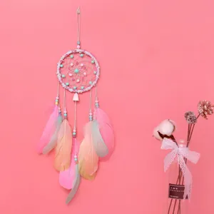 Atrapasueños de pared rosa hecho a mano, bonita decoracion de habitacion regalo para amigas.