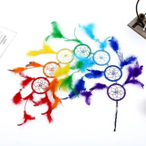 Bunter handgemachter Regenbogen Traumfaenger Wandbehang fuer Schlafzimmer, Indoor Windspiel.