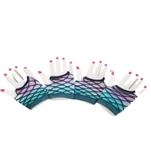 Bunte Farbverlauf Netzhandschuhe fingerlose Handschuhe Damen Festival Party Mode