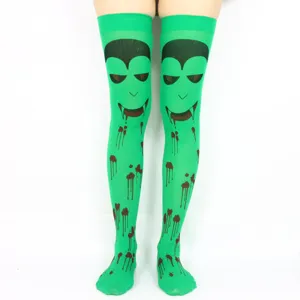 Halloween Vampiro Sangre Estampado Muslo Altas Medias Verdes Sobre La Rodilla Socks