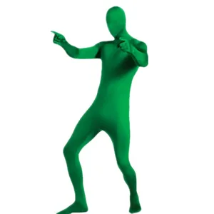 Traje de cuerpo entero de spandex verde disfraz zentai para fiesta de Halloween accesorios