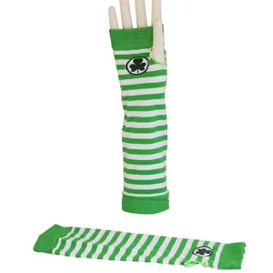 San Patricio verde y blanco a rayas calentadores de brazo guantes sin dedos fiesta