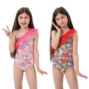 Traje de baño de sirena para niños vestido de baile escamas coloridas para niñas playa