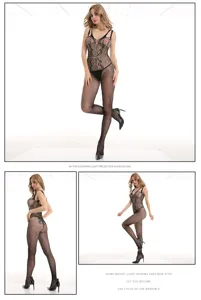 Sexy black floral lace mesh bodysuit seamless sheer fishnet lingerie for women adult sexywear