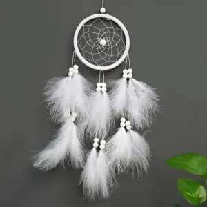 White Dream Catcher Feather Hanging Ornament Handmade Woven Wall Decor Bedroom Living Room Home Decoration Gift