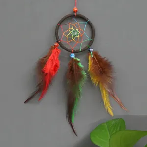 Boho Mini Traumfänger Handgemachte Feder Windspiel Wandbehang Zuhause Schlafzimmer Dekoration Handwerk Geschenk