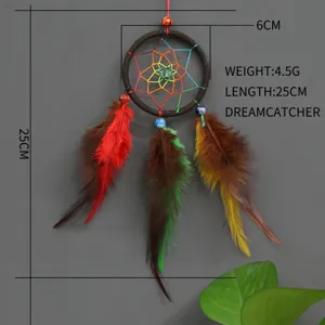 Mini bunter Traumfänger Wandbehang mit bunten Federn 6cm Ring 25cm Länge Dekoration