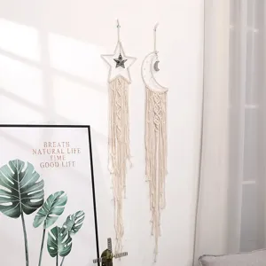 Arazzo da parete macrame fatto a mano stella luna decorazione boho camera bambini