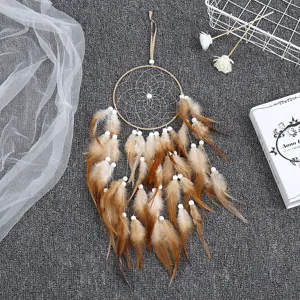 Boho feather dream catcher wall hanging decor for home bedroom aesthetic room ornament.