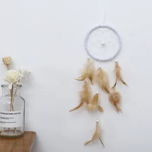Handgemachter weißer Feder Traumfänger Wandbehang Böhmische Heimtextilien Zimmerdekoration