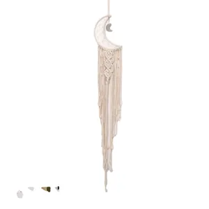 Acchiappasogni luna in macramè teso a mano decorazione da parete nappe per camera da letto