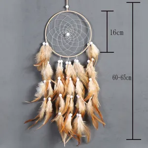Boho feather dream catcher wall hanging decor for home bedroom with 16cm ring size.