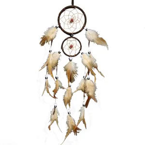 Atrapasuenos artesanal de plumas decoracion colgante de pared estilo boho dormitorio