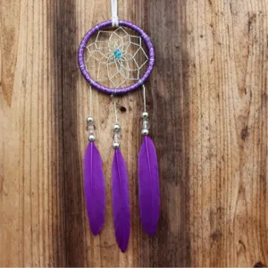 Handmade Feather Dream Catcher Car Hanging Ornament Purple Wall Decor Home Room Decoration Crafts Gift