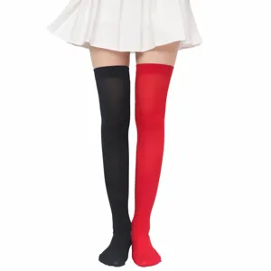Halloween Natale calze sopra il ginocchio bicolore accessori per costumi da festa donna