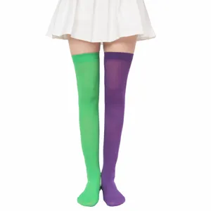 Calze alte colorate sopra il ginocchio lunghe per festa Halloween cosplay accessori