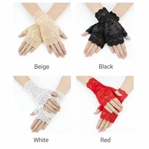 Guantes de encaje para mujer cortos decorativos florales set multicolor vista principal